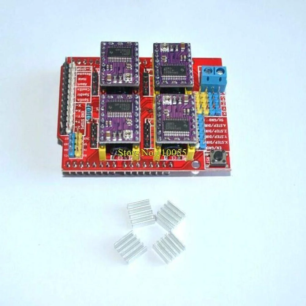 برد توسعه دستگاه حکاکی CNC Shield v3 به همراه 4 عدد درایور DRV8825