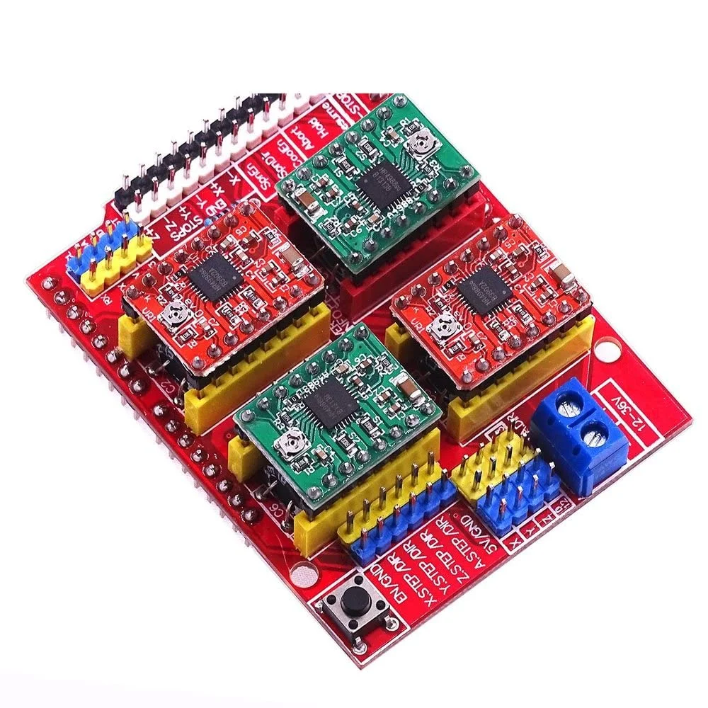 برد توسعه CNC Shield v3 برای دستگاه حکاکی / پرینتر سه بعدی / + 4 عدد درایور A4988