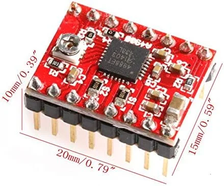 قطعه جایگزین برای درایور استپ موتور A4988 StepStick به همراه هیت سینک، مناسب پرینتر سه بعدی Reprap Pololu (3 عدد)