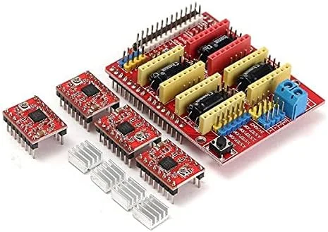 قطعه جایگزین برای کیت درایور پرینتر سه بعدی DIY، برد محافظ CNC حکاکی و 4 عدد درایور موتور پله ای A4988، کیت استارتر برای آردوینو یکپارچه - (رنگ: محافظ 1 عددی)