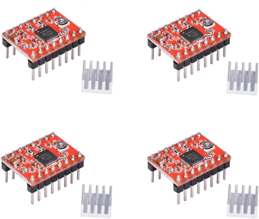 4 عدد ماژول درایور موتور پله ای A4988 پرینتر سه بعدی به همراه هیت سینک