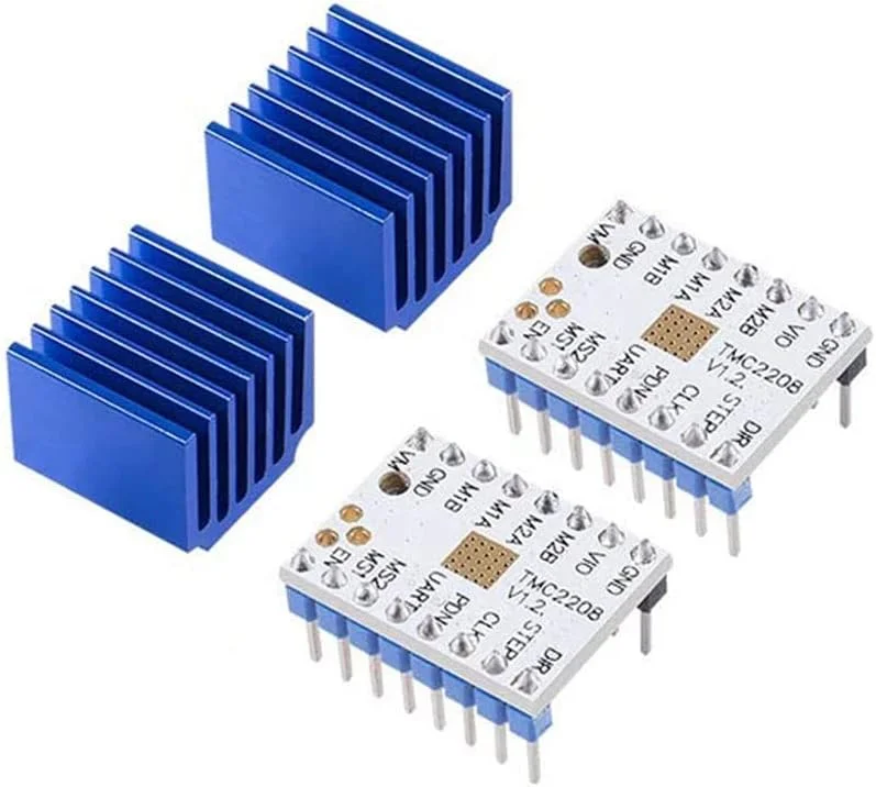 دو عدد درایور موتور پله ای پرینتر سه بعدی TMC2208 V1.2 Stepstick به همراه هیت سینک برای قطعات پرینتر سه بعدی