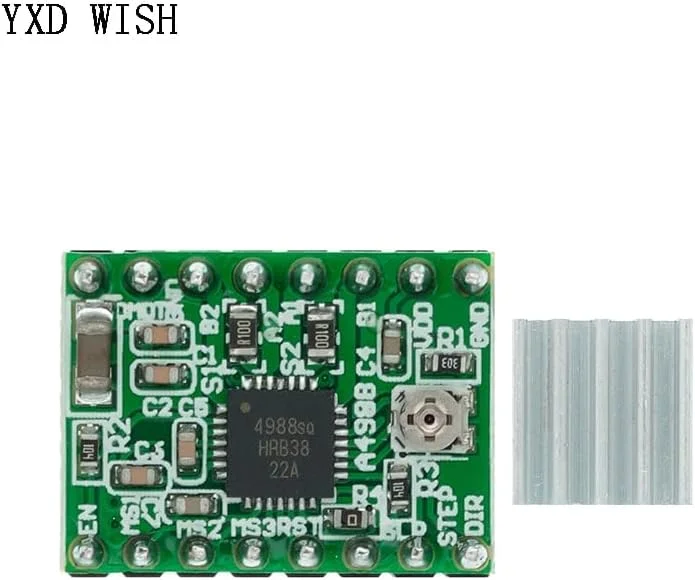 ۱۰ عدد قطعه پرینتر سه بعدی StepStick A4988 درایور موتور پله ای با هیت سینک Reprap RAMPS 1.4 1.5 1.6 MKS GEN V1.4 - (ولتاژ: A4988 سبز)