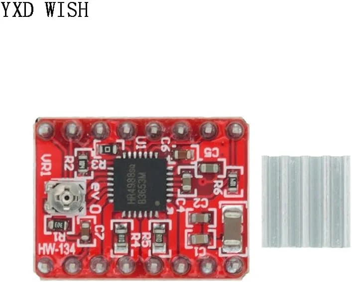 ۱۰ عدد قطعه پرینتر سه بعدی StepStick A4988 درایور موتور پله ای با هیت سینک Reprap RAMPS 1.4 1.5 1.6 MKS GEN V1.4 - (ولتاژ: A4988 سبز)