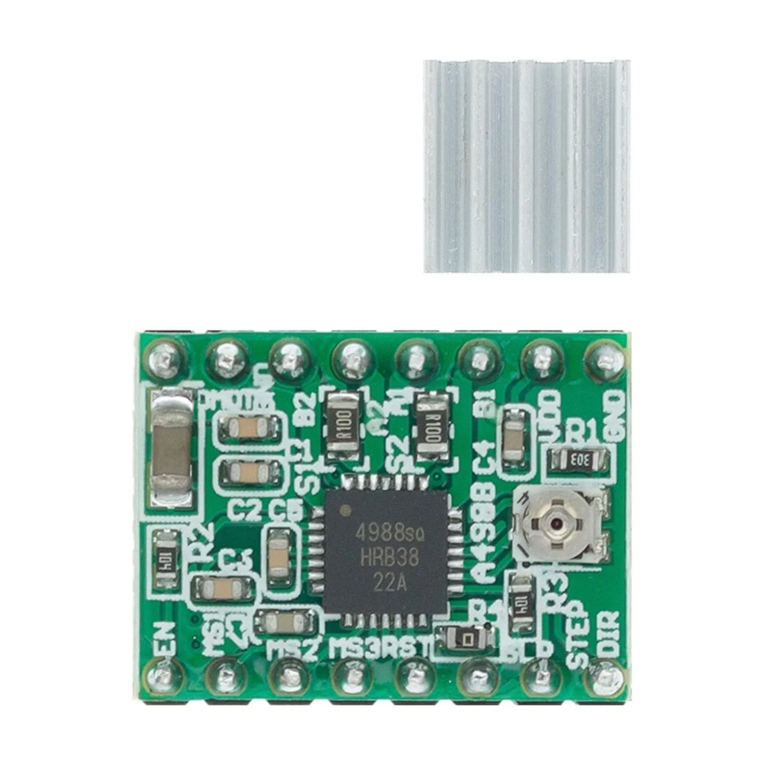 قطعات پرینتر سه بعدی StepStick A4988 DRV8825 درایور موتور پله ای با هیت سینک Reprap RAMPS 1.4 (رنگ: سبز)