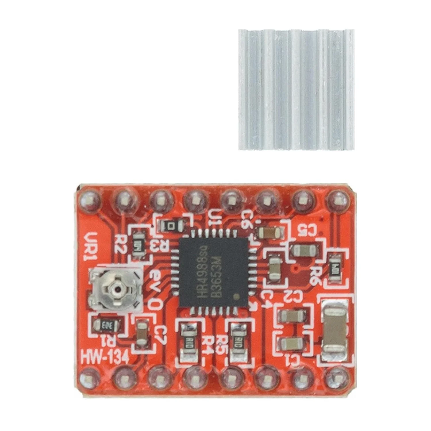 قطعات پرینتر سه بعدی StepStick A4988 DRV8825 درایور موتور پله ای با هیت سینک Reprap RAMPS 1.4 (رنگ: قرمز)