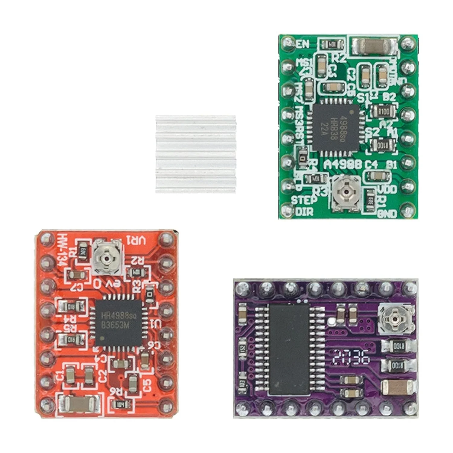 قطعات پرینتر سه بعدی StepStick A4988 DRV8825 درایور موتور پله ای با هیت سینک Reprap RAMPS 1.4 (رنگ: قرمز)