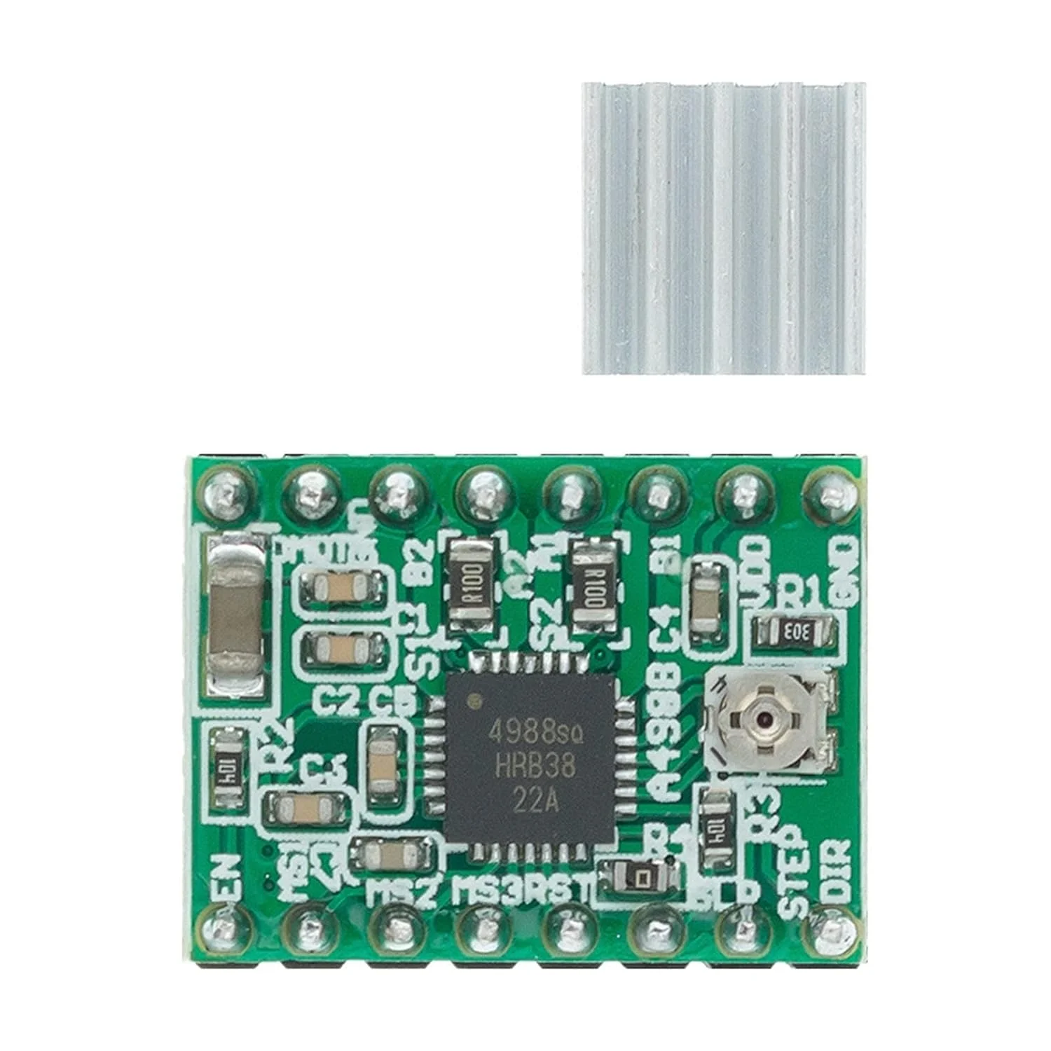 قطعات پرینتر سه بعدی StepStick A4988 DRV8825 درایور موتور پله ای با هیت سینک Reprap RAMPS 1.4 (رنگ: سبز)