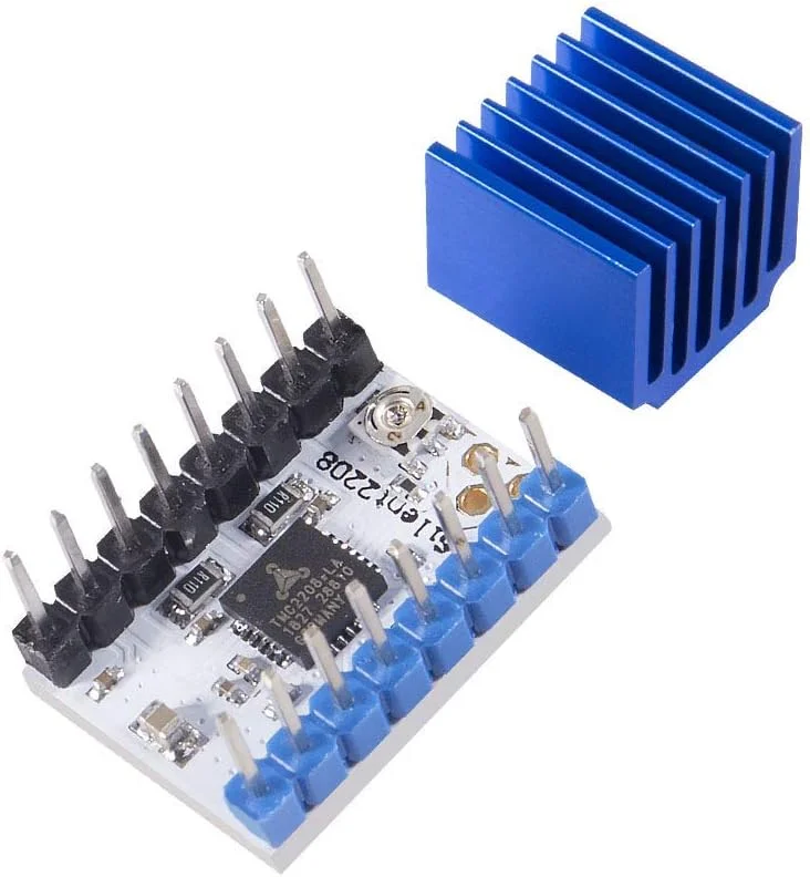 ۵ عدد درایور موتور پله‌ای پرینتر سه بعدی TMC2208 V1.2 به همراه هیت سینک و پیچ گوشتی برای کنترلر پرینتر سه بعدی