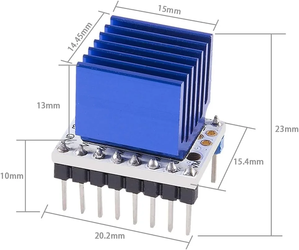 ۵ عدد درایور موتور پله‌ای پرینتر سه بعدی TMC2208 V1.2 به همراه هیت سینک و پیچ گوشتی برای کنترلر پرینتر سه بعدی