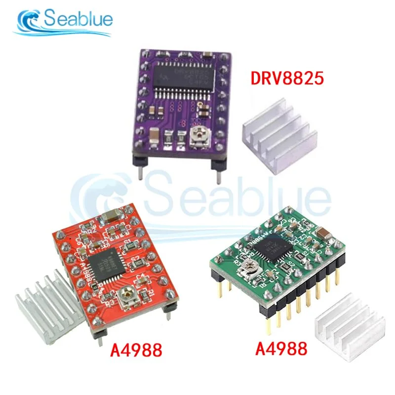 5 عدد قطعه پرینتر سه بعدی A4988 DRV8825 درایور موتور پله ای با هیت سینک برای SKR V1.3 1.4 GTR V1.0 RAMPS 1.4 1.6 MKS GEN V1.4 - (ولتاژ: 5 عدد DRV8825 بنفش)