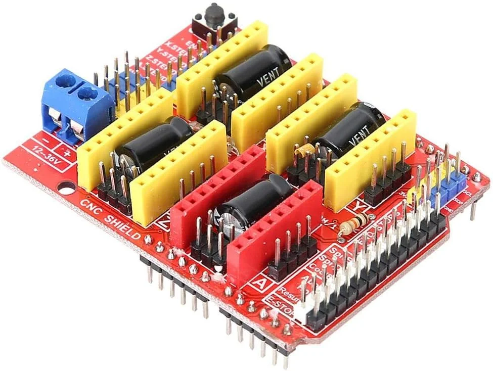 برد توسعه دستگاه حکاکی CNC V3 پرینتر سه بعدی به همراه 4 عدد ماژول درایور A4988 و 4 عدد رادیاتور