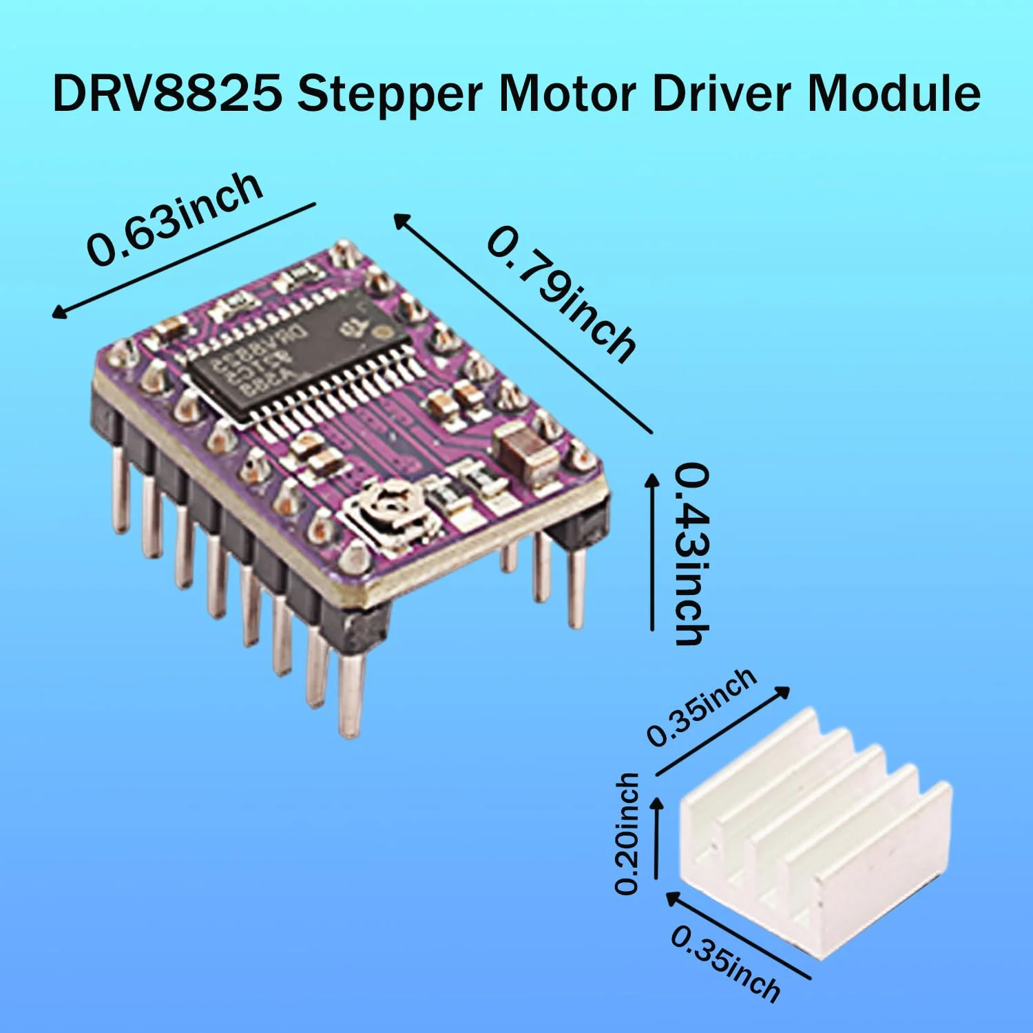 5 عدد ماژول درایور موتور پله ای DRV8825 با هیت سینک برای قطعات پرینتر سه بعدی رمپز 1.4 StepStick DIY