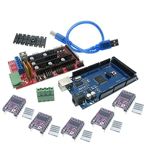 پرینتر سه بعدی 1 عدد مگا 2560 R3 + 1 عدد پنل کنترل RAMPS 1.4 + 5 عدد درایور موتور پله ای DRV8825 Reprap