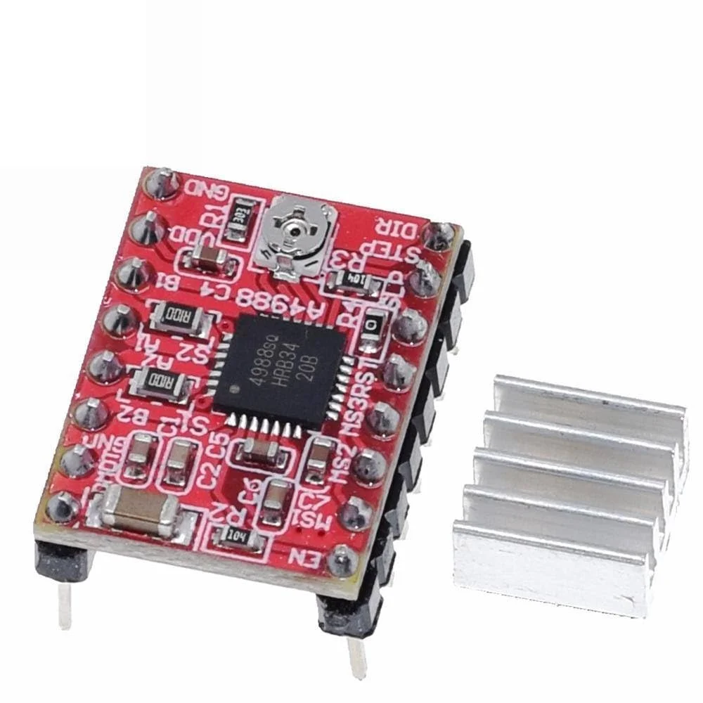 لوازم جانبی قطعات پرینتر سه بعدی CNC، ماژول درایور موتور پله ای Reprap pololu A4988 با هیت سینک برای رمپ 1.4 برای آردوینو