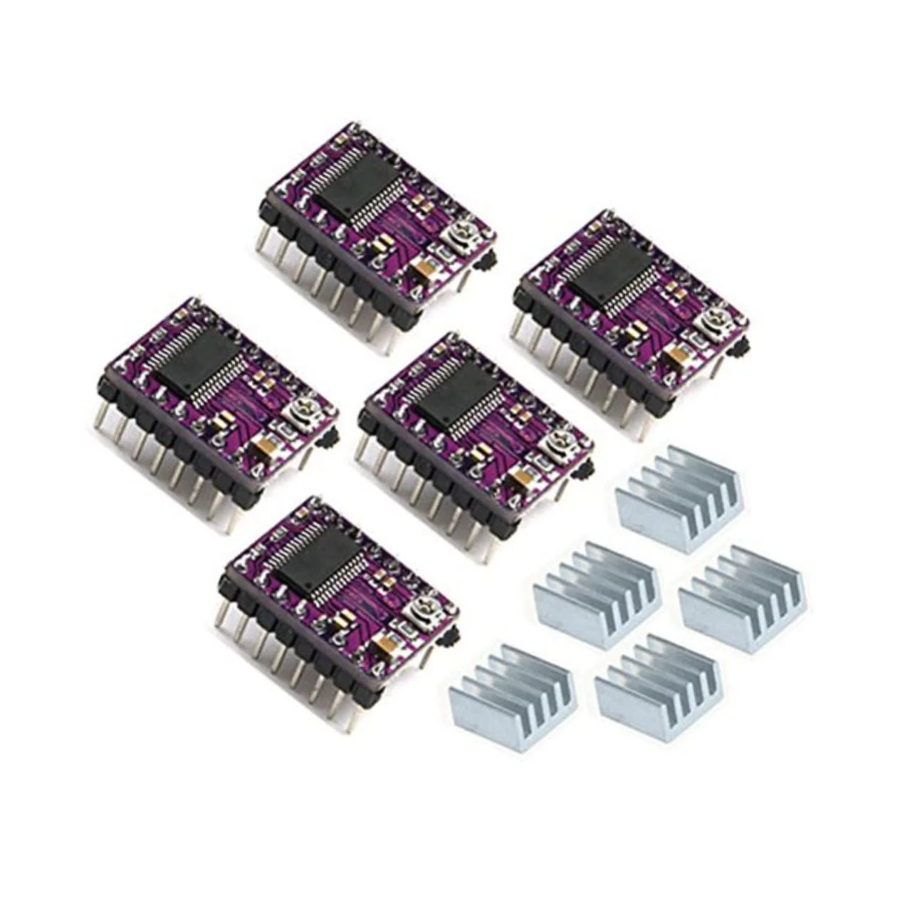 ماژول درایور موتور پله ای PartyKindom برای پرینترهای سه بعدی، PCB چهار لایه، هیت سینک، 5 عدد، رابط مستقیم 3.3 ولت / 5 ولت