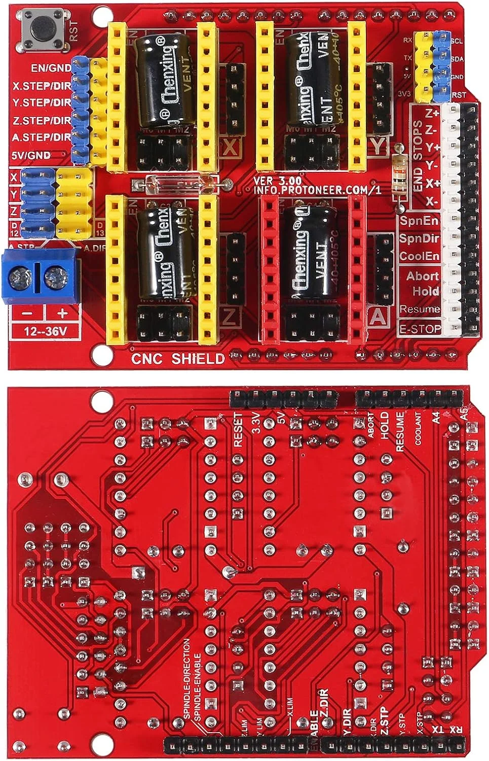 برد توسعه CNC Shield V3 حکاکی پرینتر سه بعدی با 4 عدد ماژول درایور A4988 و 4 عدد رادیاتور (کیت)