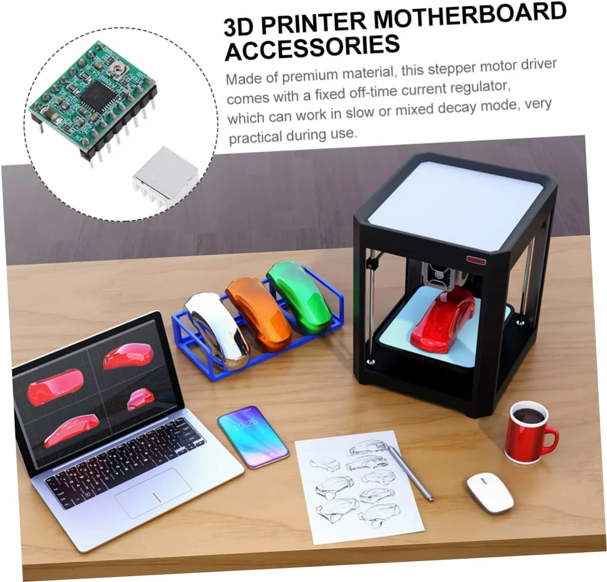 ماژول درایور موتور پله ای 4 عددی برای چاپگر، بی صدا، با راندمان بالا، برد درایور موتور، مقاوم در برابر درجه حرارت بالا