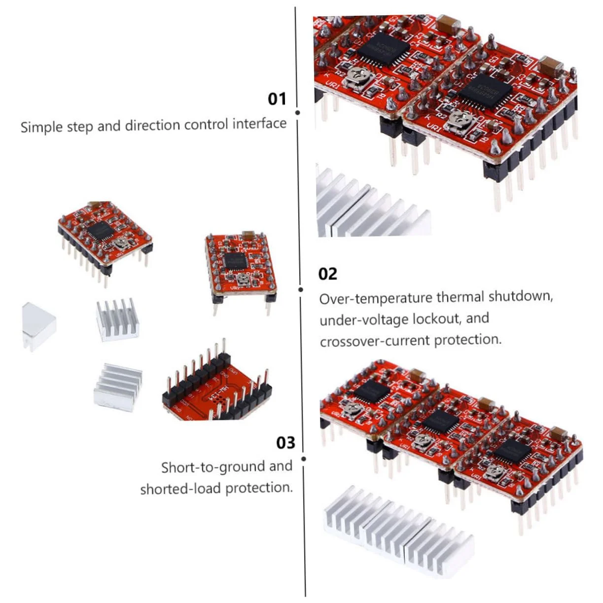 5 عدد ماژول درایور هیت سینک با محافظت از اتصال کوتاه به زمین برای چاپگرها