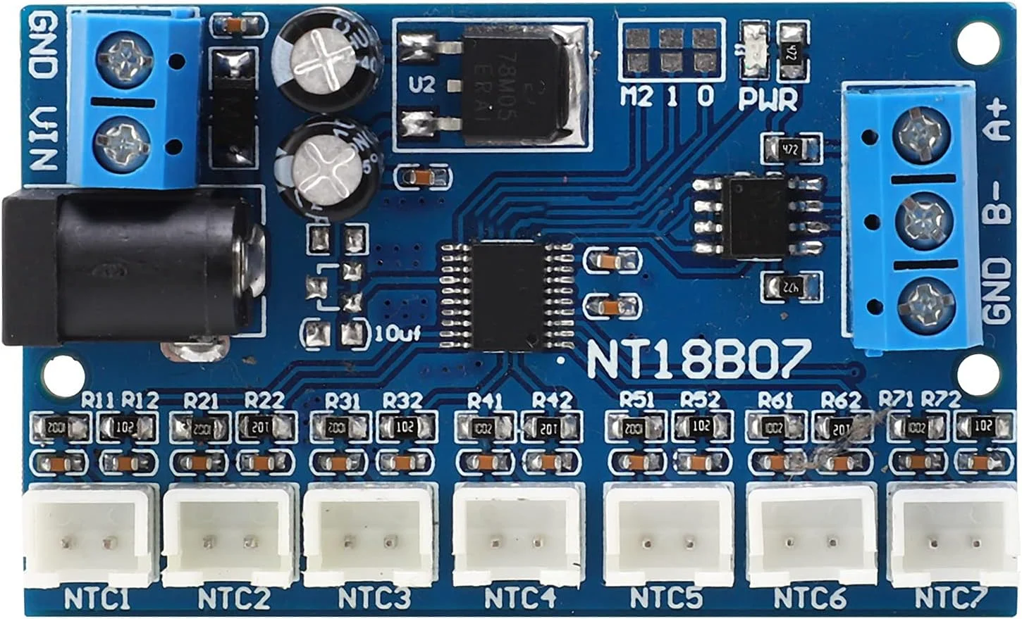 برد ماژول NT18B07، ماژول 7 کاناله، برد مدار تقویت کننده ماژول NT18B07، ماژول درایور، ولتاژ منبع تغذیه 6-24 ولت، جریان کاری 8-15MA