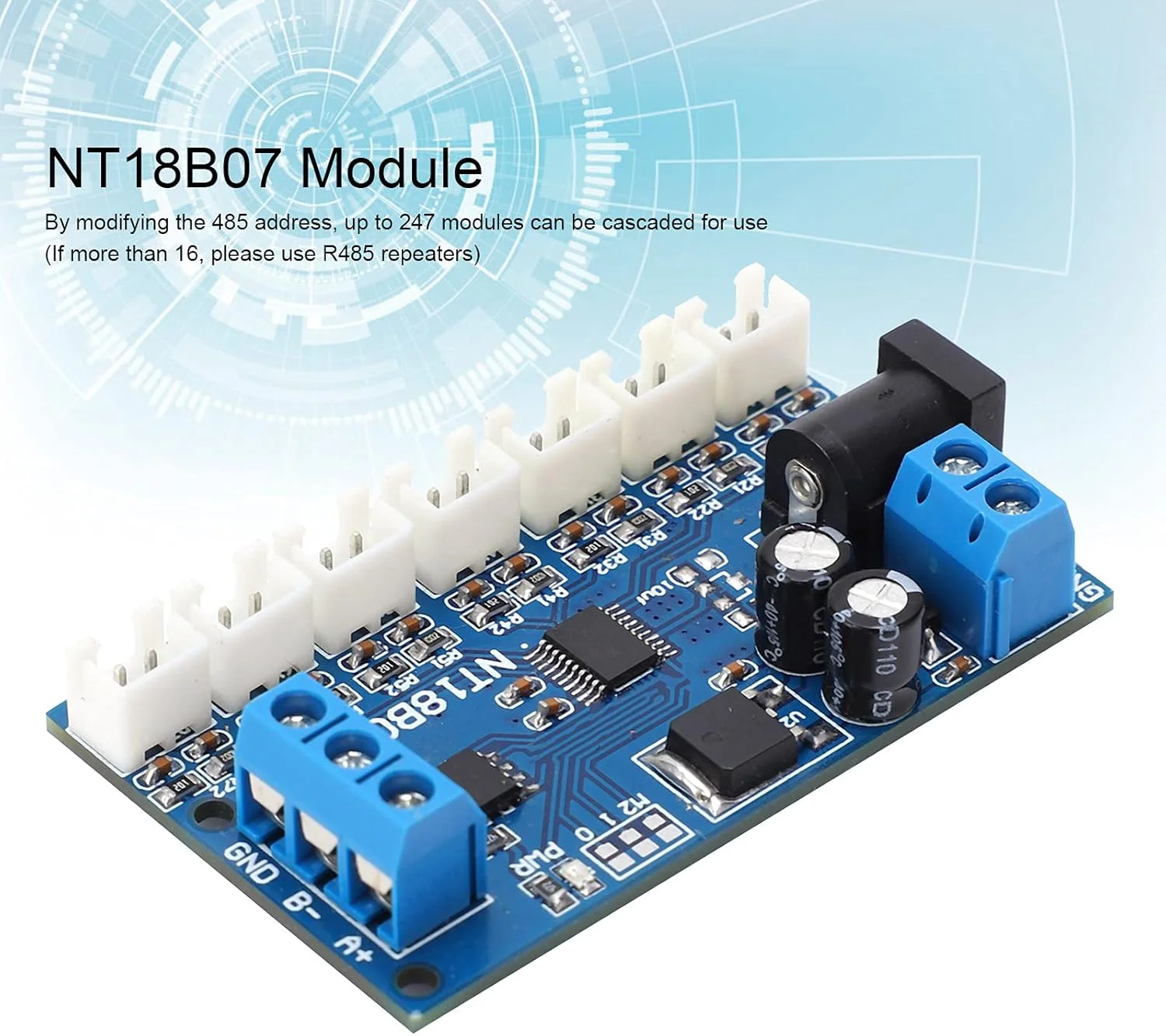 برد ماژول NT18B07، ماژول 7 کاناله، برد مدار تقویت کننده، ماژول درایور، ولتاژ منبع تغذیه 6-24 ولت، جریان کاری 8-15MA