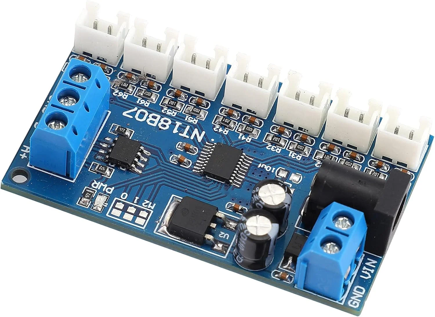 برد ماژول NT18B07، ماژول 7 کاناله، برد مدار تقویت کننده ماژول NT18B07، ماژول درایور، ولتاژ منبع تغذیه 6-24 ولت، جریان کاری 8-15MA