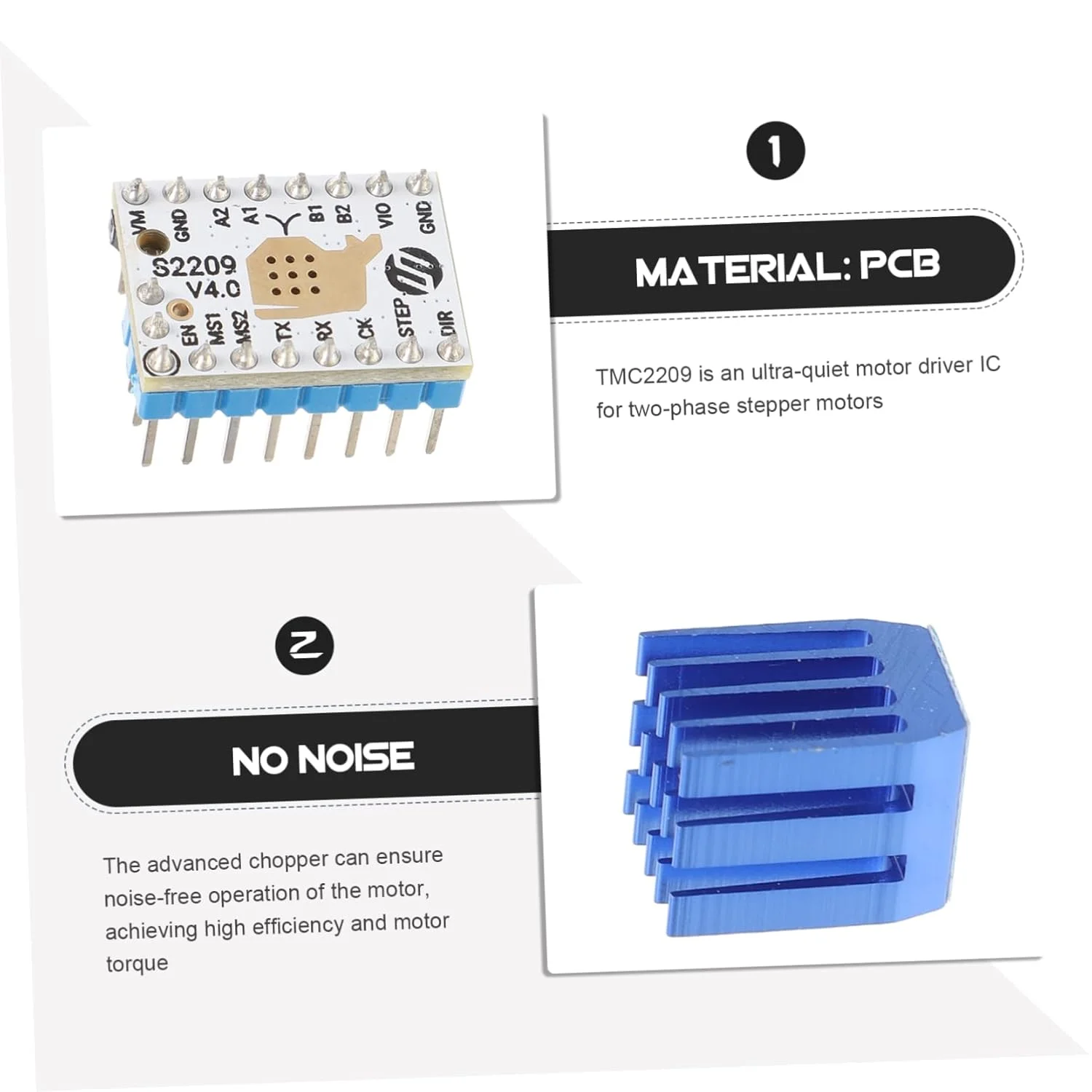 ماژول درایور موتور پله ای پرینتر سه بعدی بی صدا Tmc2209 .0 2. درایور پیک ماژول درایور موتور پله ای پرینتر سه بعدی بی صدا Tmc2209 .0 2. درایور پیک