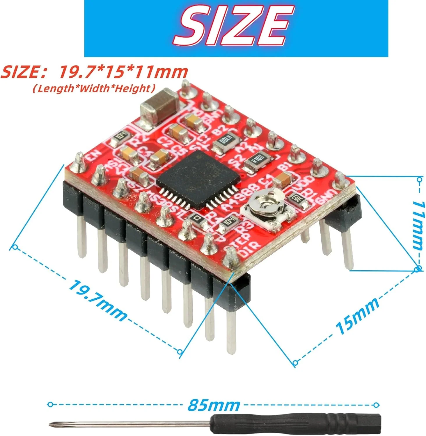 5 عدد ماژول درایور موتور پله ای A4988 سازگار با پرینتر سه بعدی Reprap Mendel Huxley Arduino به همراه هیت سینک 5 عدد ماژول درایور موتور پله ای A4988 سازگار با پرینتر سه بعدی Reprap Mendel Huxley Arduino به همراه هیت سینک