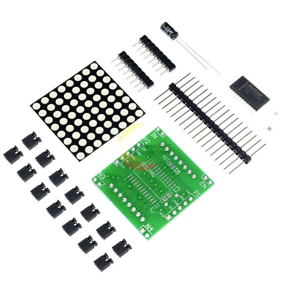 برد درایور ماژول ماتریس LED قرمز 8x8 مدل MAX7219 کیت DIY برای آردوینو