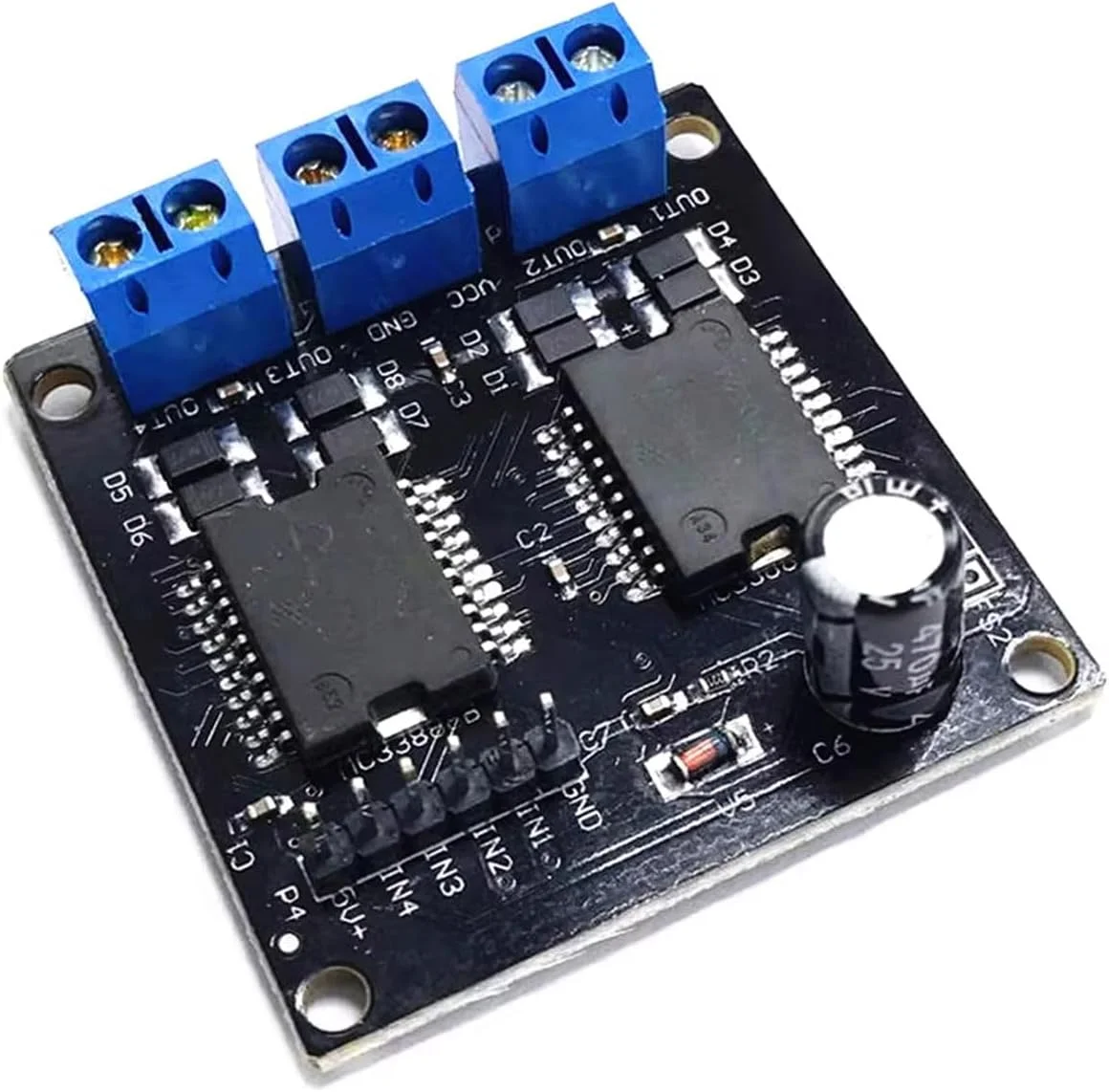 ماژول درایور موتور MC33886 با 4 خروجی، مناسب برای ربات، خودروی هوشمند، موتور پله‌ای، 6.5V-24V، 5A