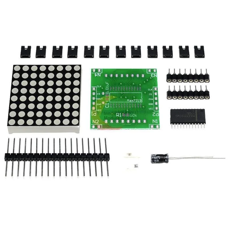 برد درایور ماژول ماتریس LED قرمز 8x8 مدل MAX7219 کیت DIY برای آردوینو