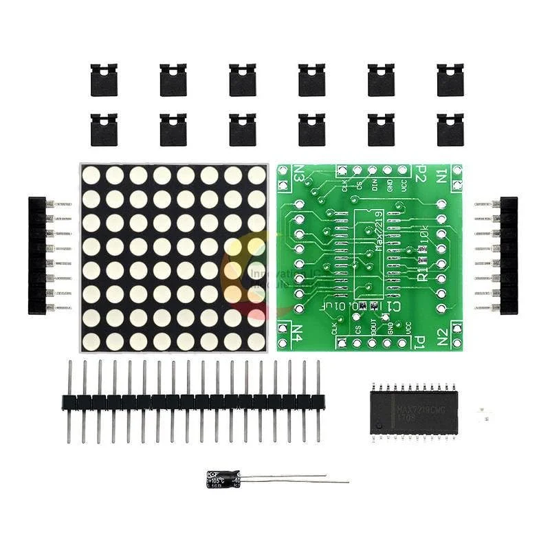 برد درایور ماژول ماتریس LED قرمز 8x8 مدل MAX7219 کیت DIY برای آردوینو