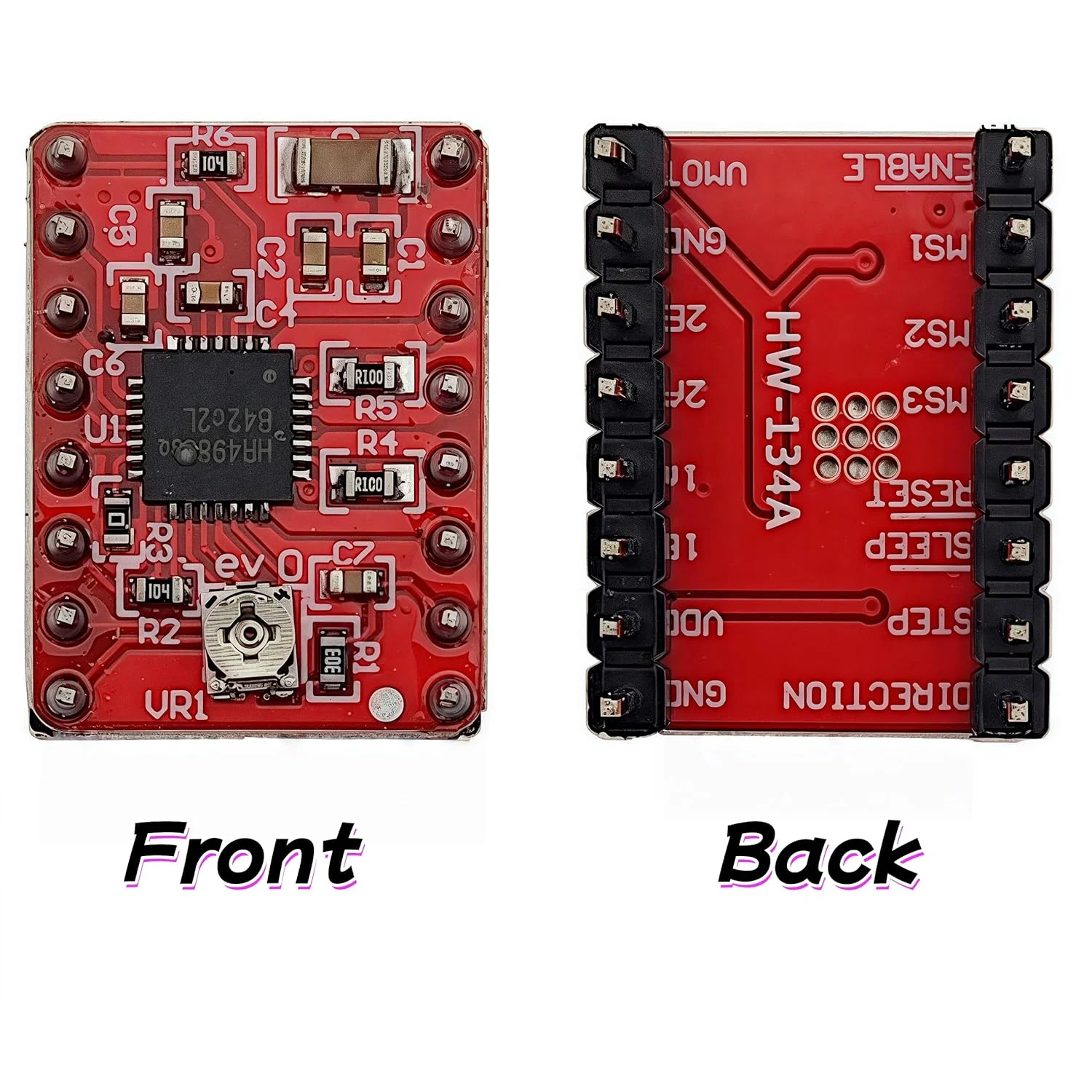 ماژول درایور موتور پله ای A4988 به همراه هیت سینک، سازگار با پرینتر سه بعدی و دستگاه CNC، بسته 6 عددی