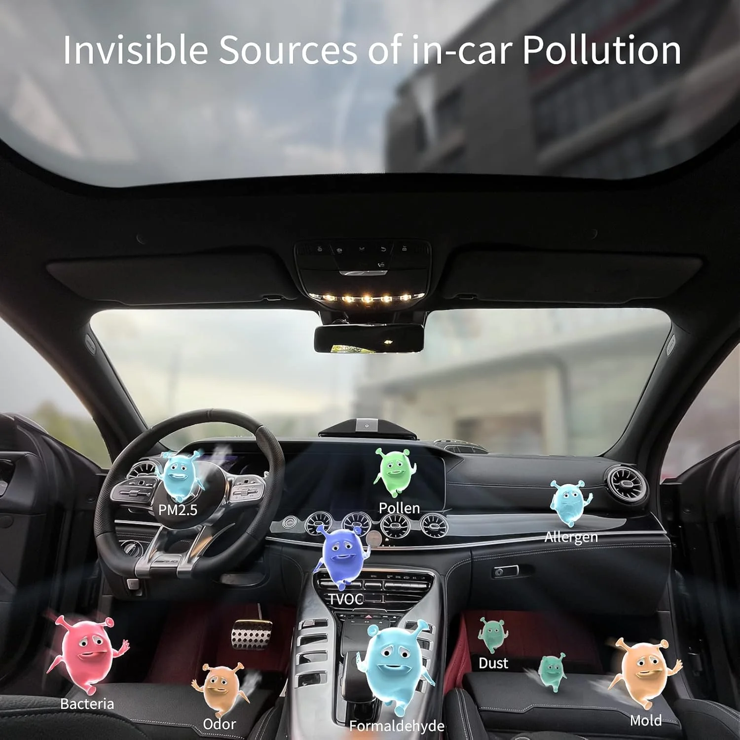 دستگاه تصفیه هوای خودرو با فیلتر H13 True HEPA: تصفیه کننده هوای قابل حمل خودرو برای دود اگزوز، ترکیبات آلی فرار، دود، بوها و باکتری ها، حذف 99.9٪ ذرات تا 0.1 میکرون - تصفیه کننده هوا برای اتاق خواب مسافرتی خودرو (مشکی)