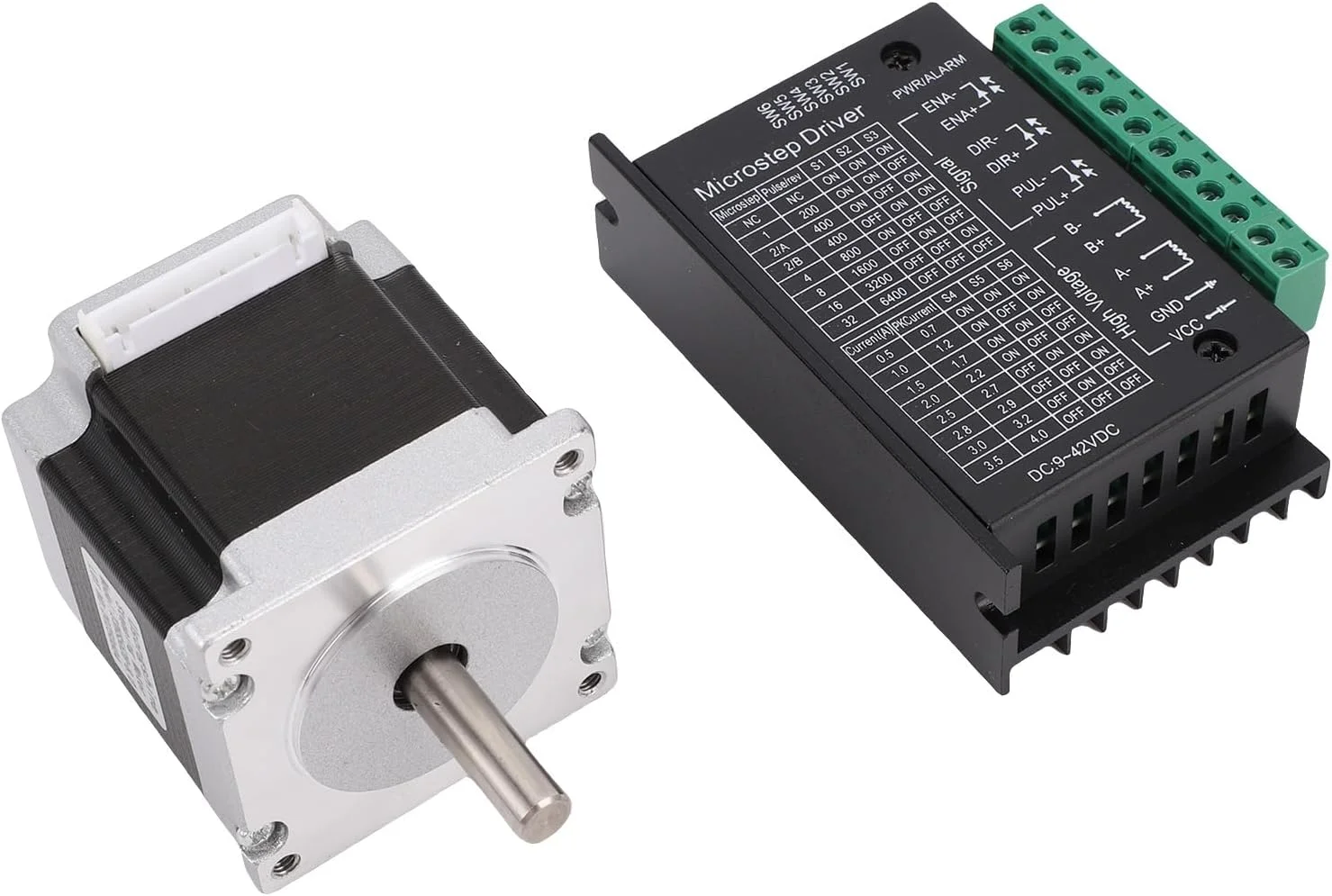 کیت درایور موتور پله ای Nema23، شفت 8 میلی متری 126N.cm 2.8A خروجی توان بالا موتور 56 میلی متری 23HS5628 و درایور TB6600 برای دستگاه حکاکی CNC، پرینتر سه بعدی، کنترل سرعت بالا