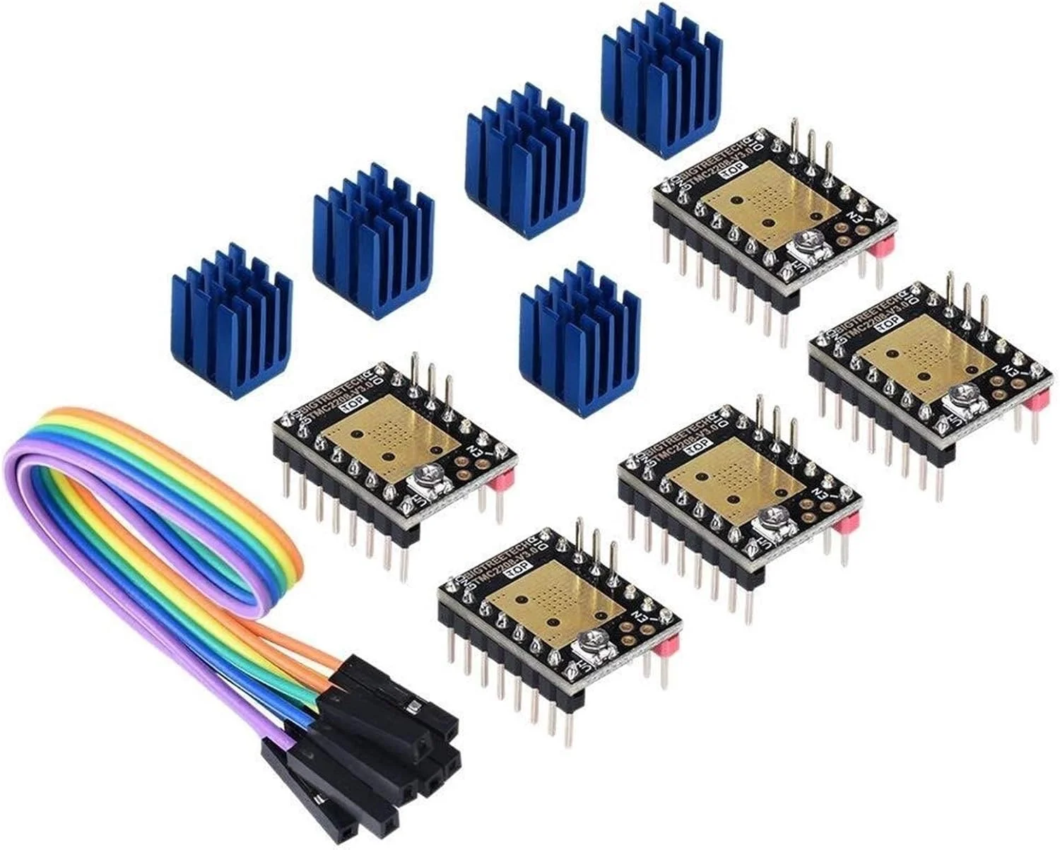 قطعه پرینتر سه بعدی Stepstick Mute Tmc2208 V3.0 درایور موتور پله ای با هیت سینک برای SKR V1.3 Mks Gen L Ramps 1.4/1.5/1.6 برد کنترل پرینتر سه بعدی (بسته 5 عددی) (حالت Uart)