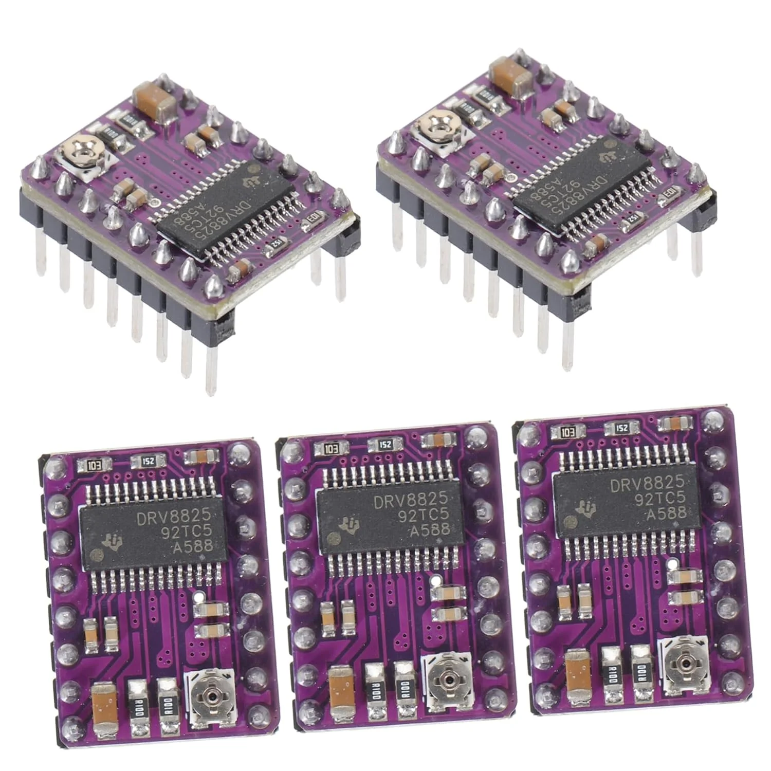 ماژول درایور موتور پله ای Zerodeko، 5 عددی، همراه با هیت سینک برای قطعات پرینتر، سازگار با رمپ های Rrerap، کنترل دقیق برای پروژه های DIY