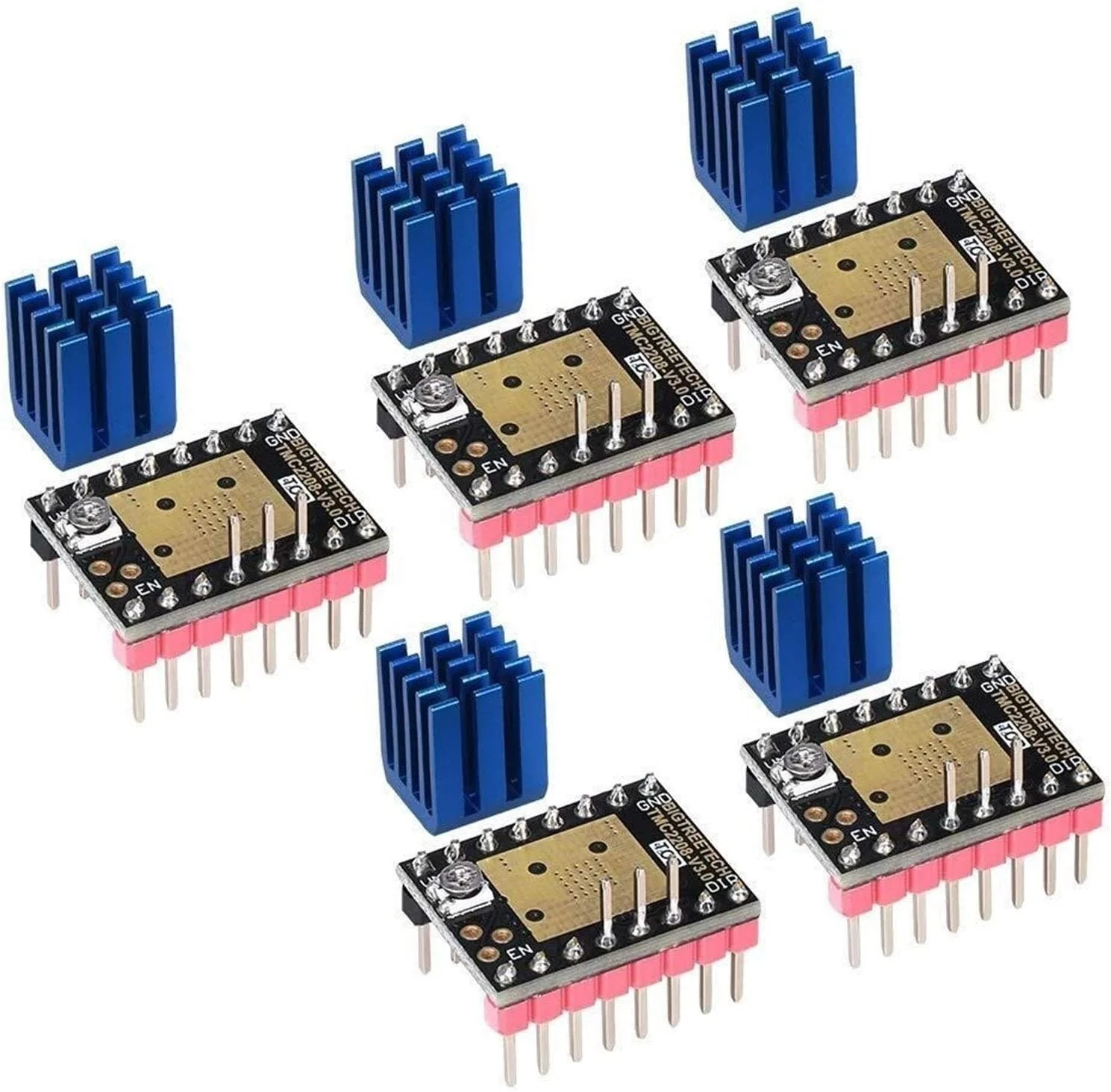قطعه پرینتر سه بعدی Stepstick Mute Tmc2208 V3.0 درایور موتور پله ای با هیت سینک برای SKR V1.3 Mks Gen L Ramps 1.4/1.5/1.6 برد کنترل پرینتر سه بعدی (بسته 5 عددی) (حالت Uart) قطعه پرینتر سه بعدی Stepstick Mute Tmc2208 V3.0 درایور موتور پله ای با هیت سینک برای SKR V1.3 Mks Gen L Ramps 1.4/1.5/1.6 برد کنترل پرینتر سه بعدی (بسته 5 عددی) (حالت Uart)