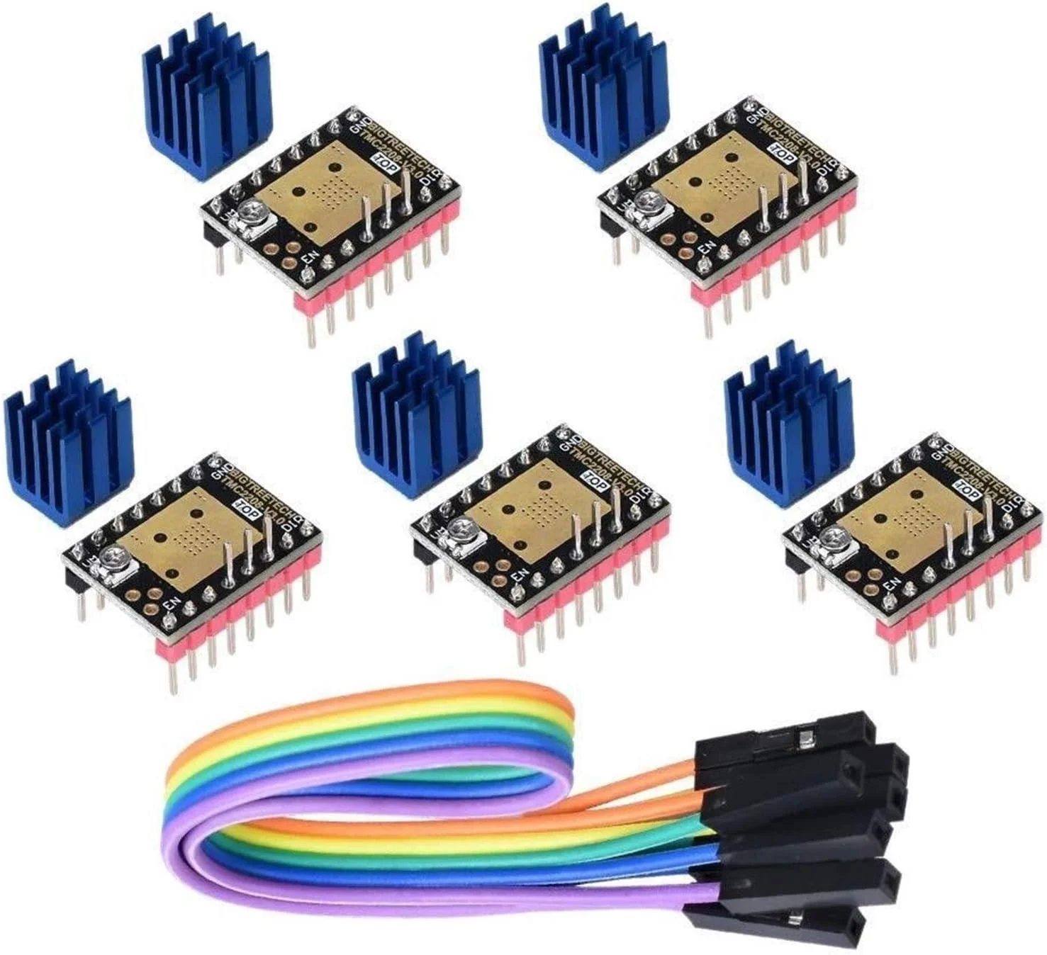 درایور موتور پله ای Stepstick Mute Tmc2208 V3.0 با هیت سینک برای SKR V1.3 Mks Gen L Ramps 1.4/1.5/1.6 برد کنترل پرینتر سه بعدی (بسته 5 عددی) (حالت Step/Dir)