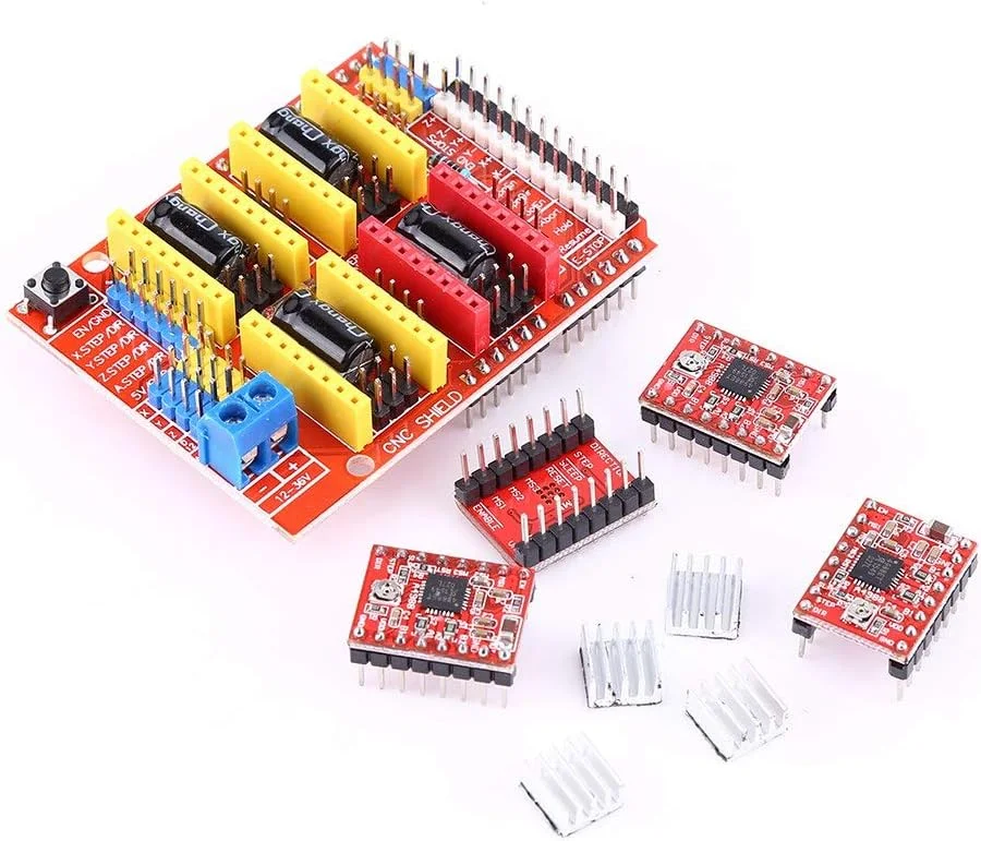 برد توسعه CNC پرینتر سه بعدی Yctze با 4 عدد درایور استپر موتور A4988، برای دستگاه های حکاکی