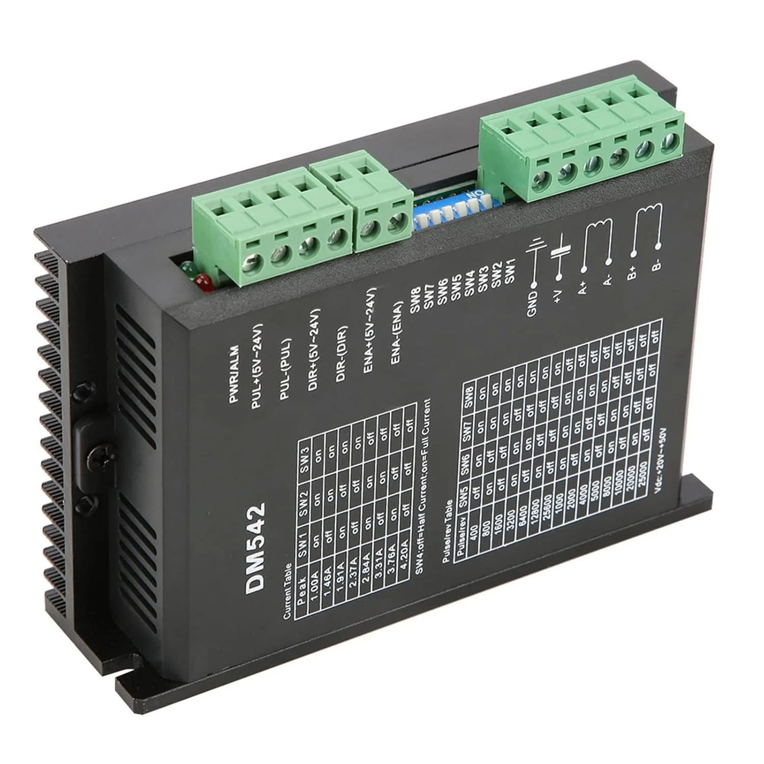 درایور موتور پله ای دو فاز Yctze DM542 برای موتور پله ای سری 57/86، 18-48VDC 4.2A، ایده آل برای CNC، رباتیک، پرینتر سه بعدی