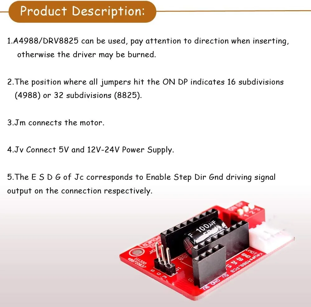 برد توسعه کنترل درایور موتور پله‌ای پرینتر سه بعدی Ximimark A4988 DRV8825، 3 عدد