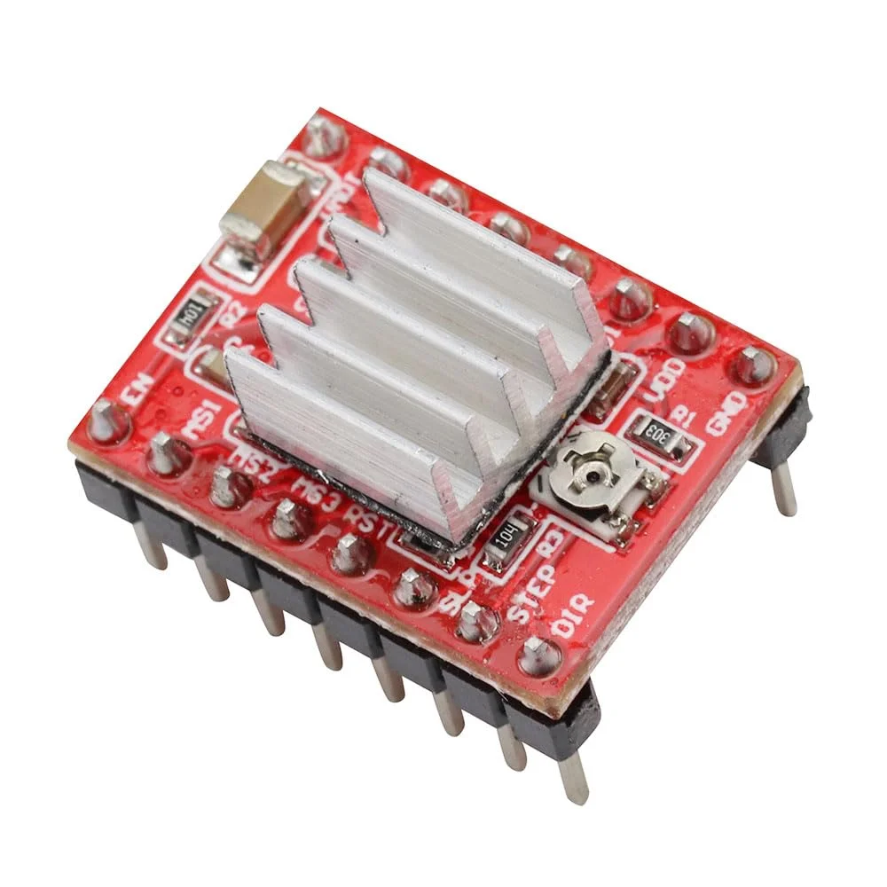 ماژول درایور موتور پله ای A4988 با هیت سینک برای آردوینو، پرینتر سه بعدی، دستگاه CNC و رباتیک (3 عدد)