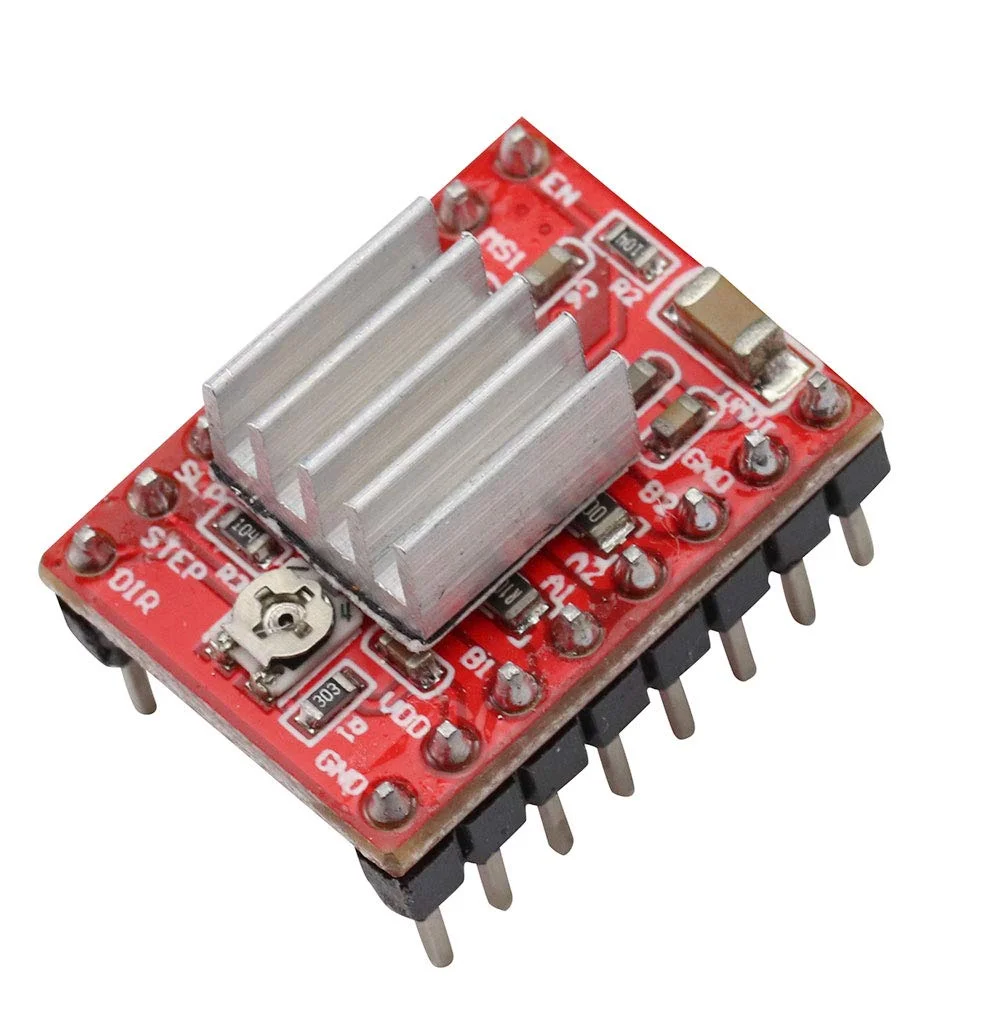 ماژول درایور موتور پله ای A4988 با هیت سینک برای آردوینو، پرینتر سه بعدی، دستگاه CNC و رباتیک (3 عدد)