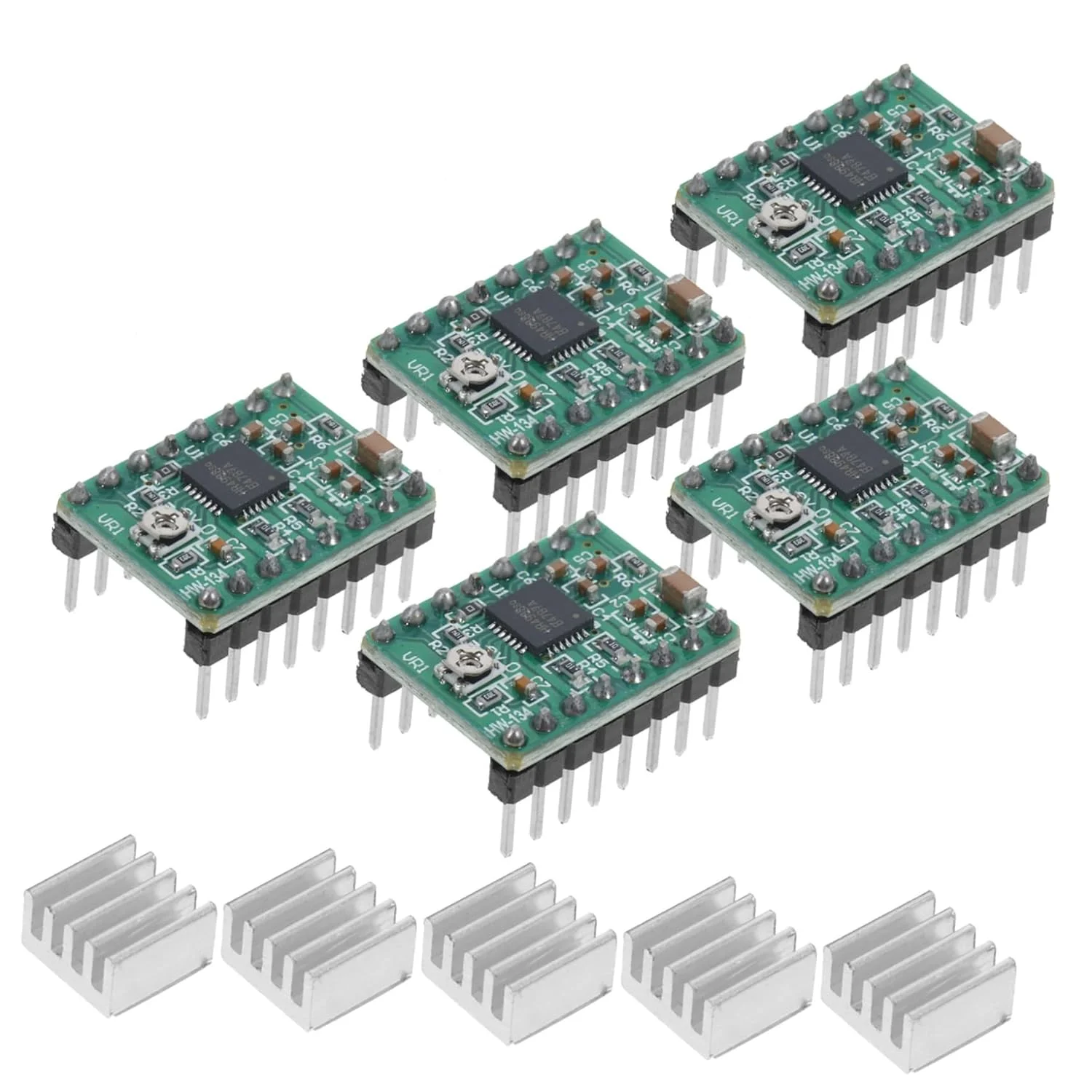 وییمون، 5 عدد ماژول استپر با هیت سینک، رزولوشن برای پرینترها، حالت های کامل، رابط مدار