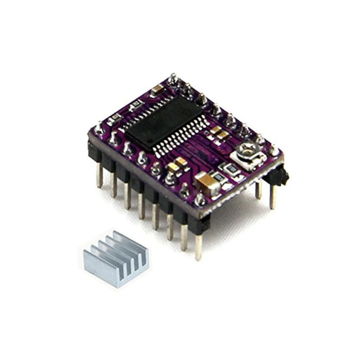 درایور موتور پله ای سازگار با پرینتر سه بعدی، 5 عدد ماژول هیت سینک، حداکثر ولتاژ 45 ولت، رابط A4988