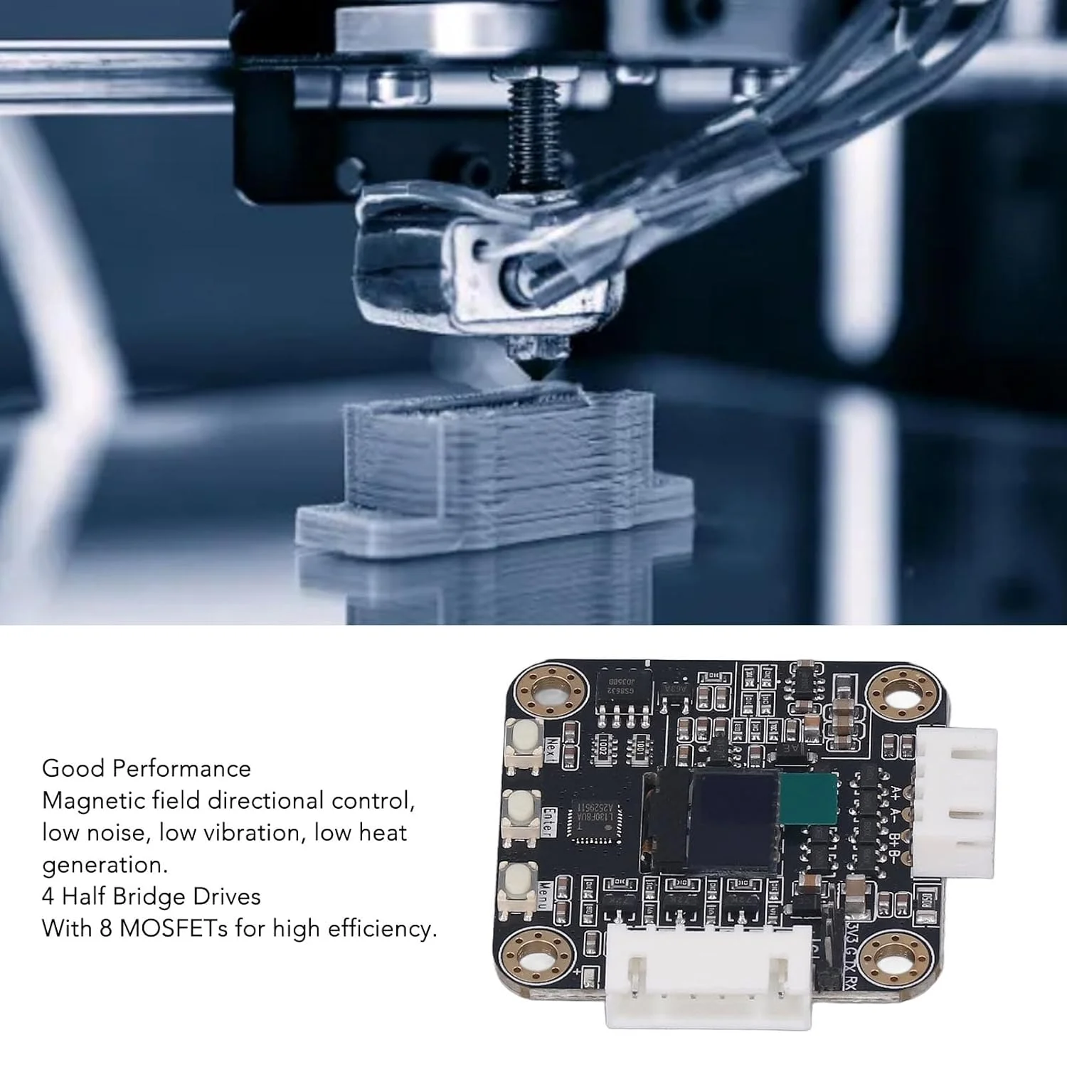 درایور موتور پله‌ای حلقه بسته 42، 7V-28V، با نویز کم، دارای چهار درایور نیم پل و 8 ماسفت برای دستگاه‌های CNC و چاپگرهای سه بعدی