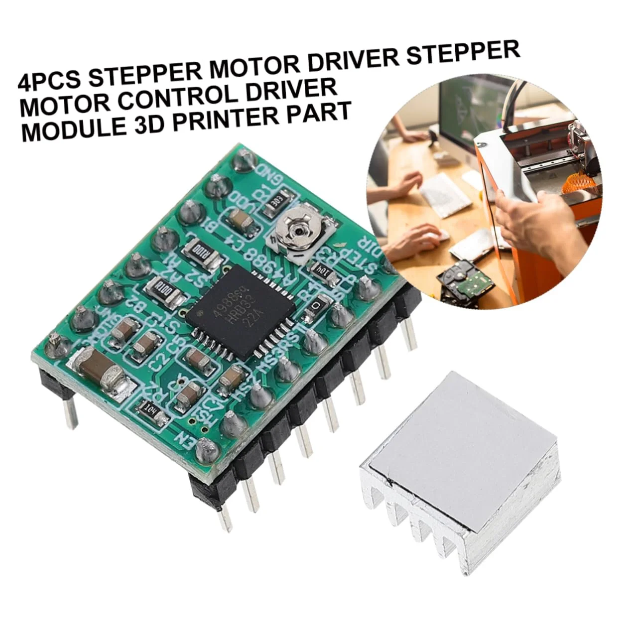 ماژول درایور موتور پله ای Tofficu A4988 برای پرینترهای سه بعدی، کنترل کننده درایو موتور 1 آمپر، مجموعه 4 عددی سازگار با RepRap و RAMPS