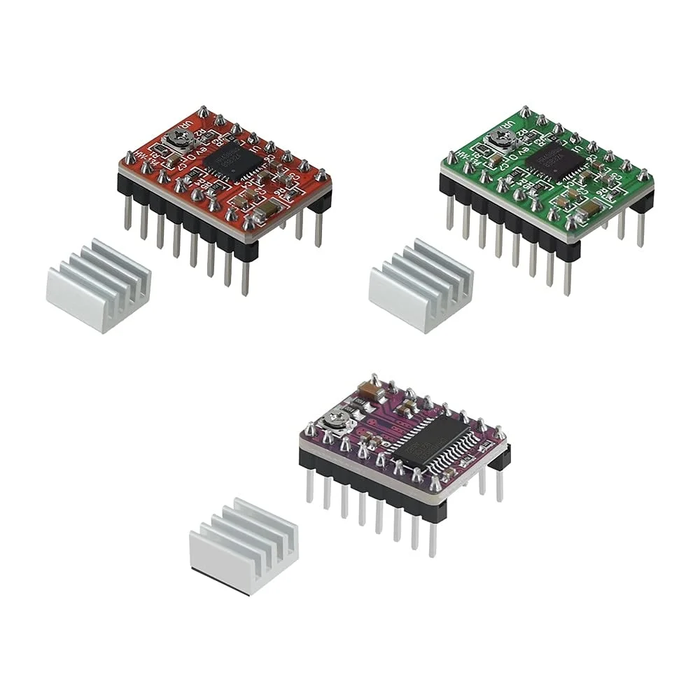 قطعات پرینتر سه بعدی StepStick DRV8825 A4988 درایور موتور پله ای با هیت سینک Reprap RAMPS 1.4 1.5 1.6 MKS GEN V1.4 Board - (سایز: A4988 Red)