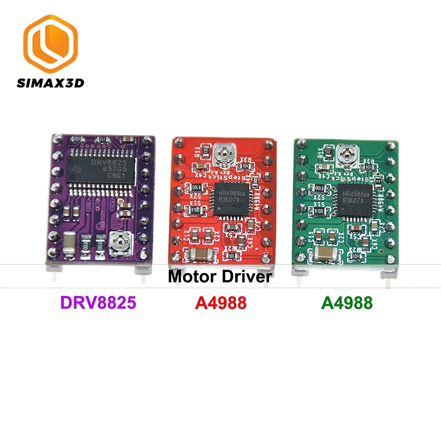 قطعات و لوازم جانبی پرینتر سه بعدی Lysee - درایور موتور پله ای SIMAX3D DRV8825 A4988 StepStick با هیت سینک Reprap Ramps 1.4/1.5/1.6 MKS GEN V1.4 Board - (سایز: 1 عدد، رنگ: سبز A4988)